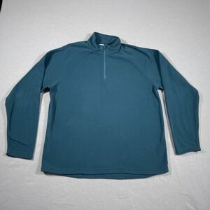 Quechua Fleece Pullover Men Large Teal Blue Quarter Zip‎ Hiking Stratermic Gorp